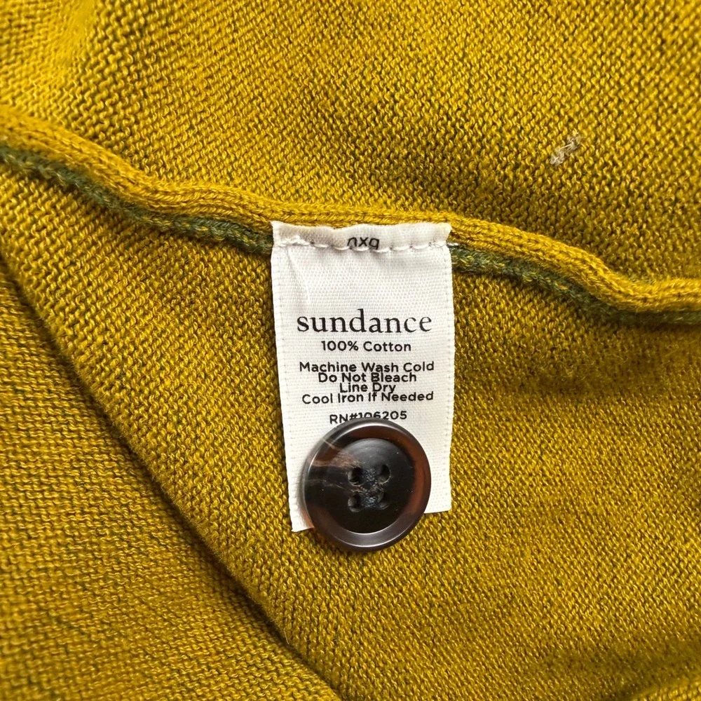 Sundance Henley Sweater Mens Large Green 100% Cotton‎ Mock Neck Long Sleeve Knit